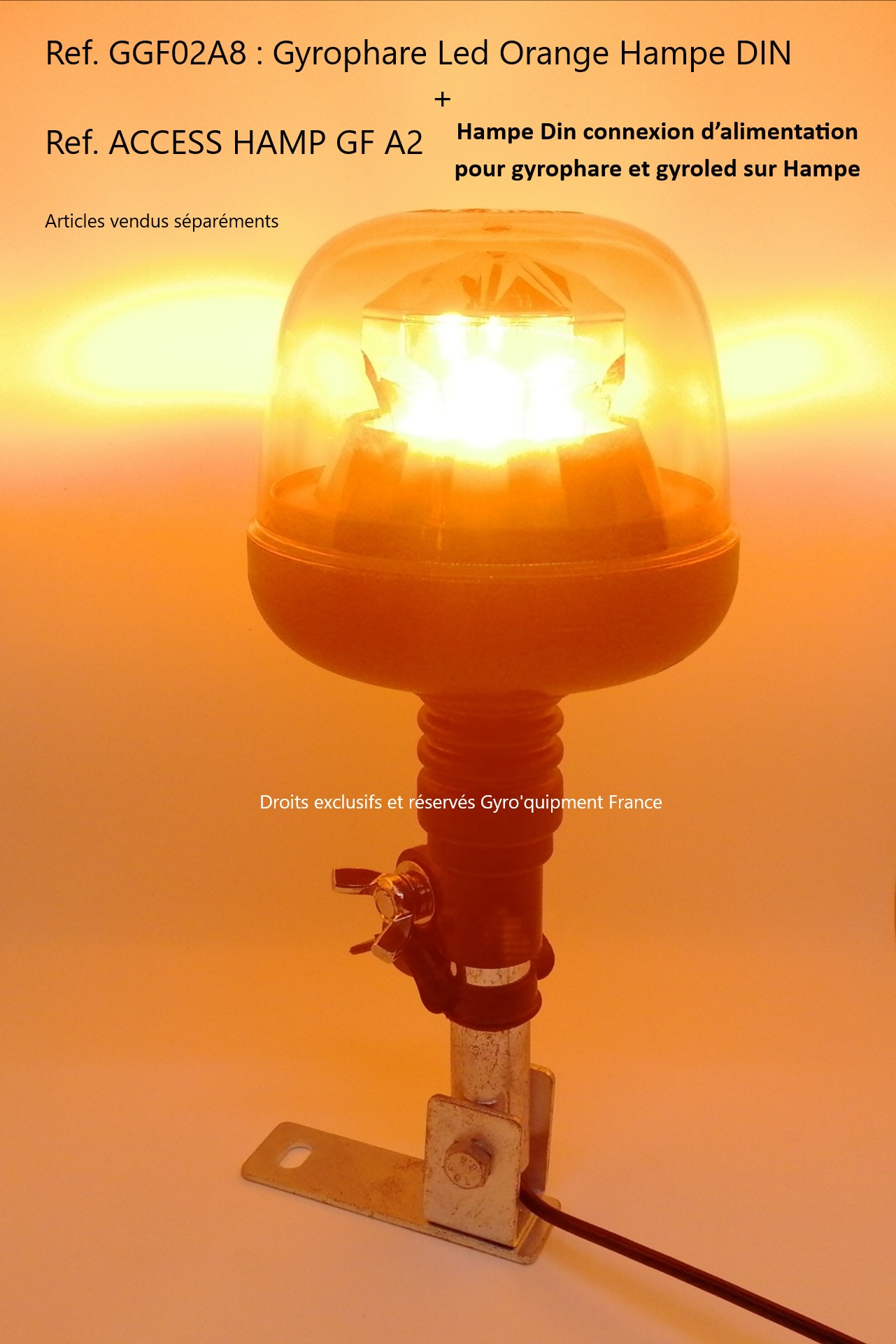 Gyrophare Hampe DIN Orange 30 W 7 Modes de clignotement