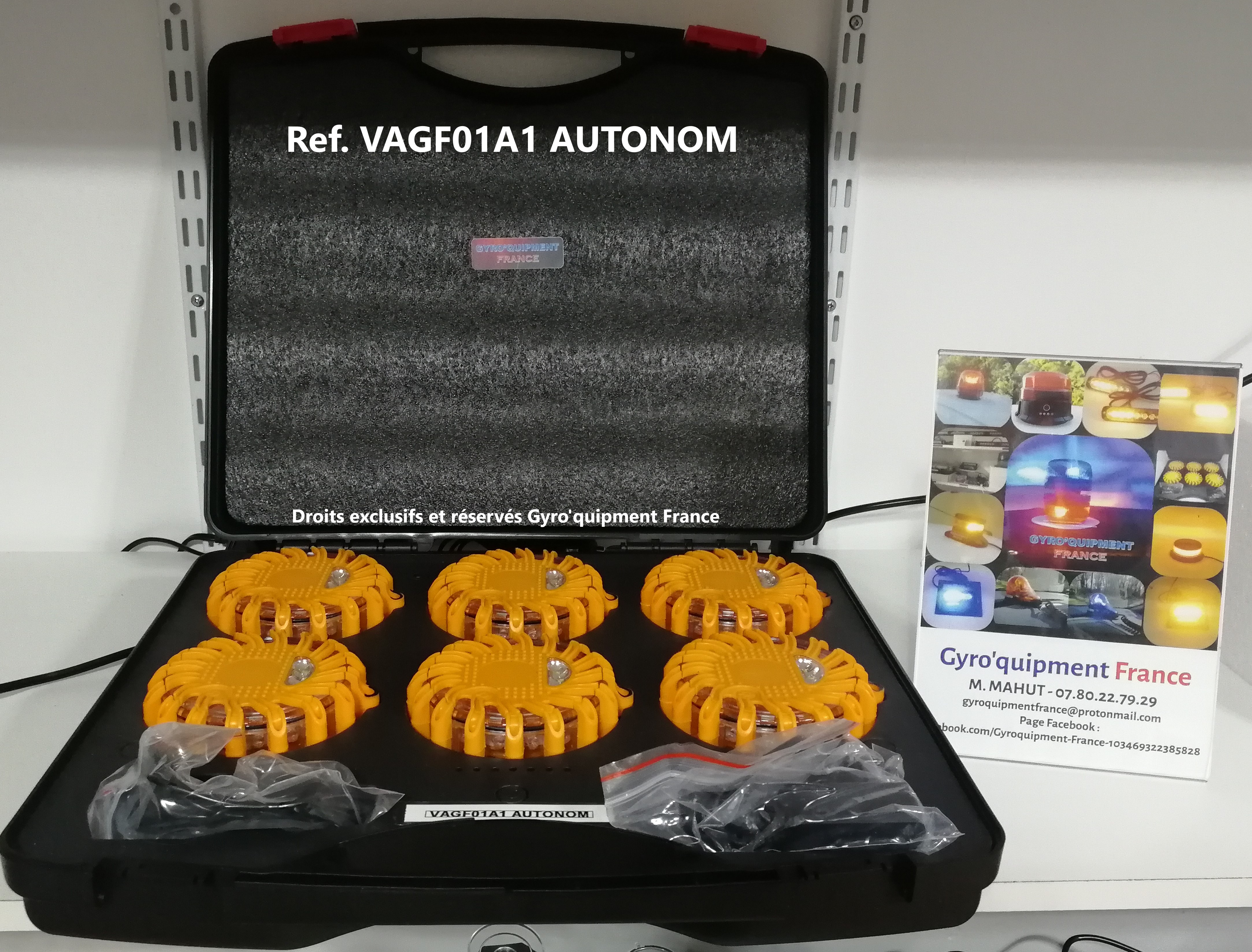 Valise de balisage de sécurité autonome sur batterie Orange à led