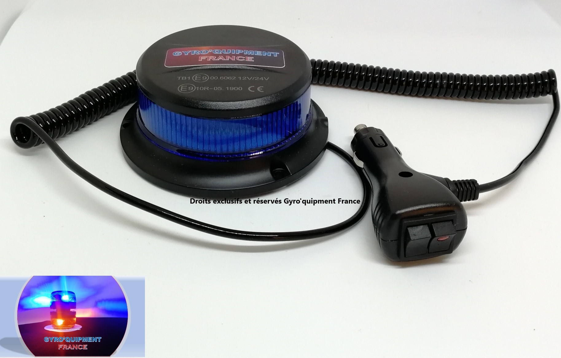 Gyrophare à Led d'urgence et de secours Bleu extra-plat magnétique aimanté