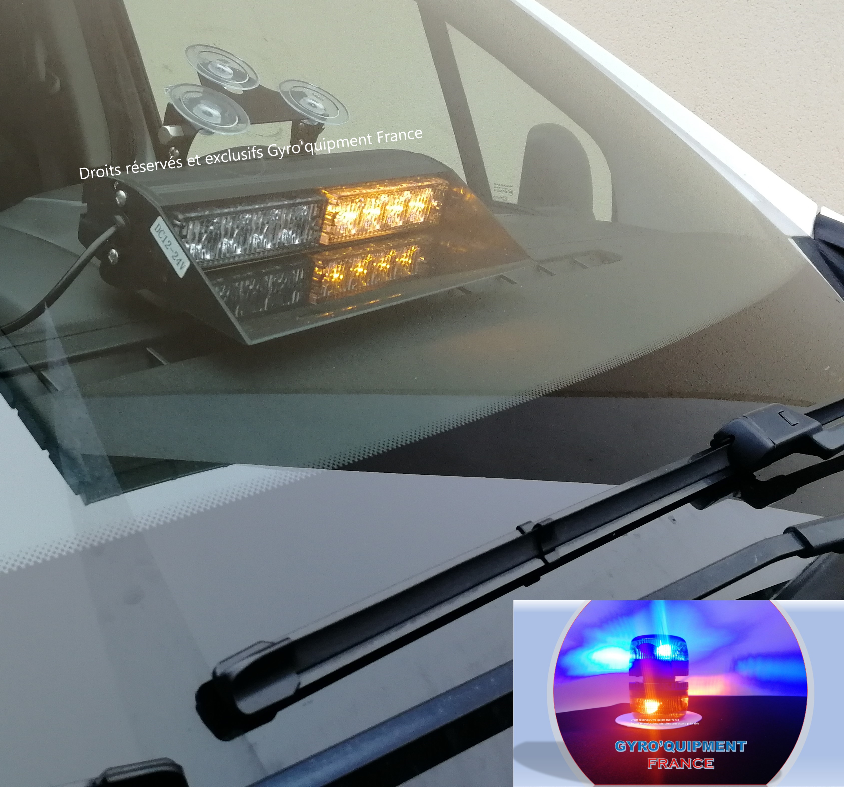 Feu de pare-brise strobe orange double Leds Intervention sécurité dépannage