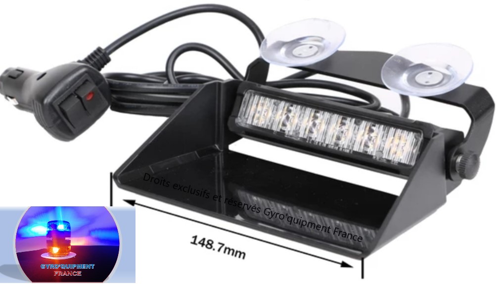 Feu de pare-brise Led 12-24 V à ventouses pour pare-brise intervention secours