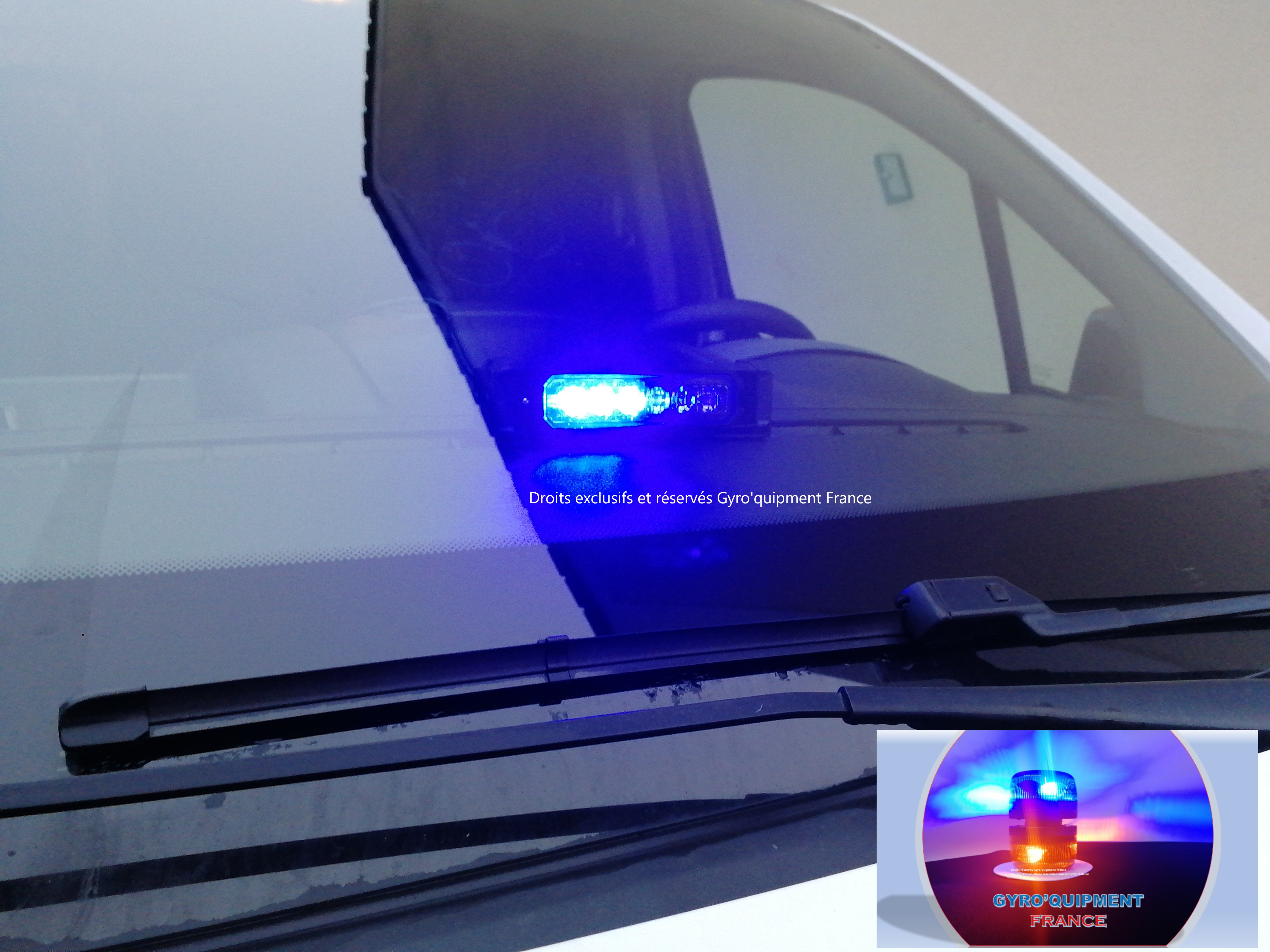 Feu de pare-brise simple à Leds Bleu Police, pompier, ambulance, douane, sécurité, intervention