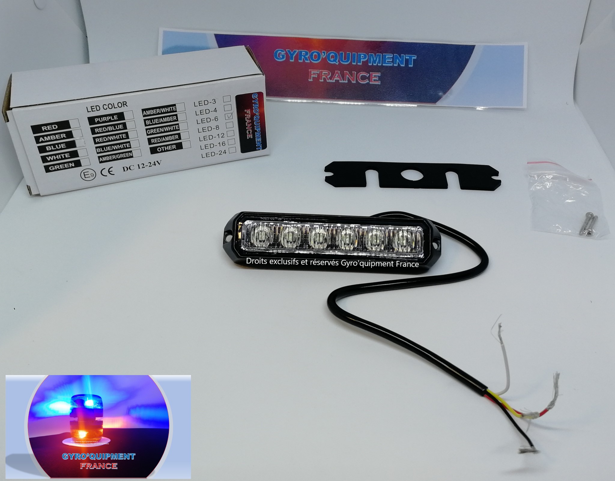 Feu stroboscopique gyrophare intervention secours blanc dépannage