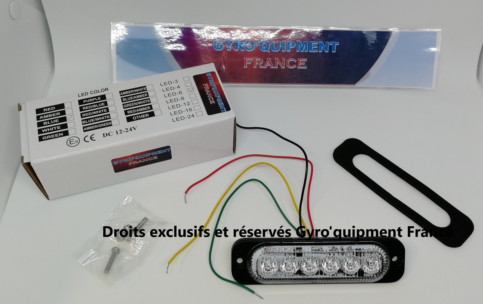 Gyrophare Feux de calandre Rouge stroboscopique à led secours intervention voirie