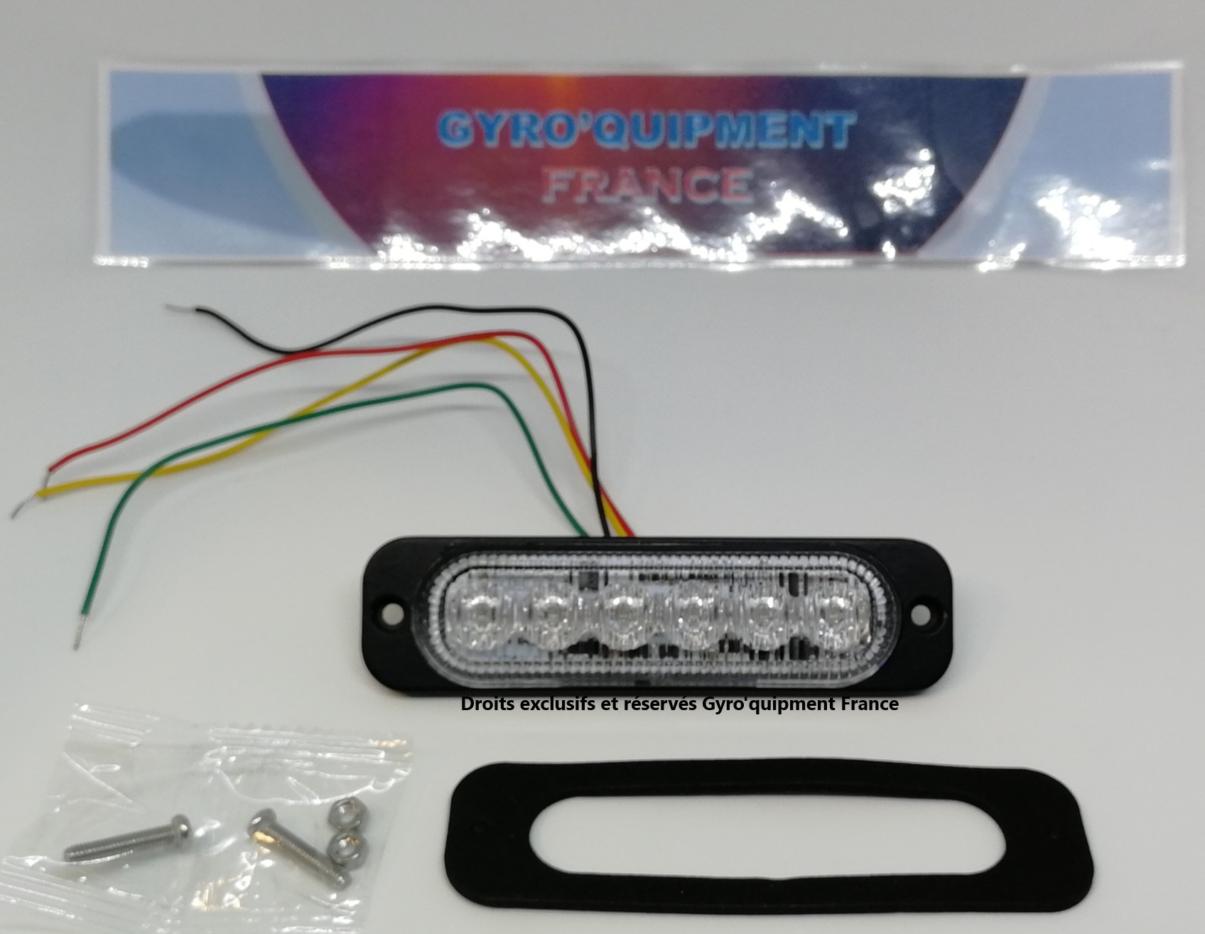 Gyrophare Feux de calandre Rouge-Blanc stroboscopique à led secours intervention voirie