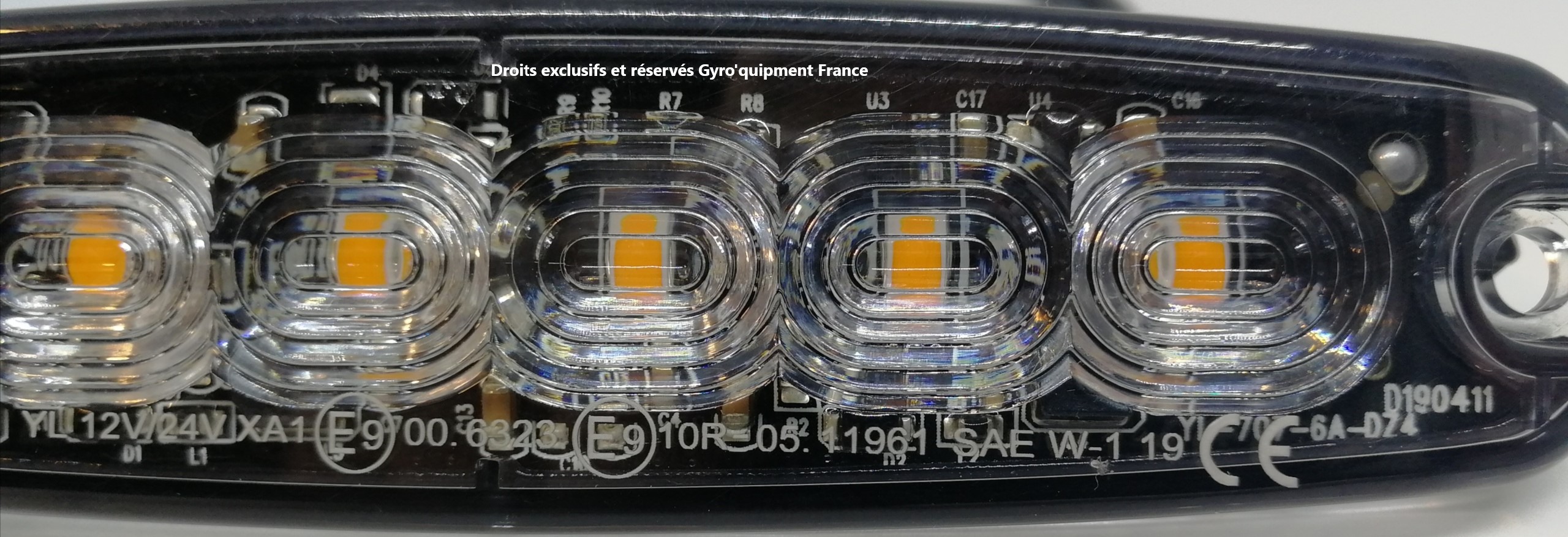 Feu stroboscopique à led extra fin 12-24 V Intervention police, gendarmerie, douane, transplantation