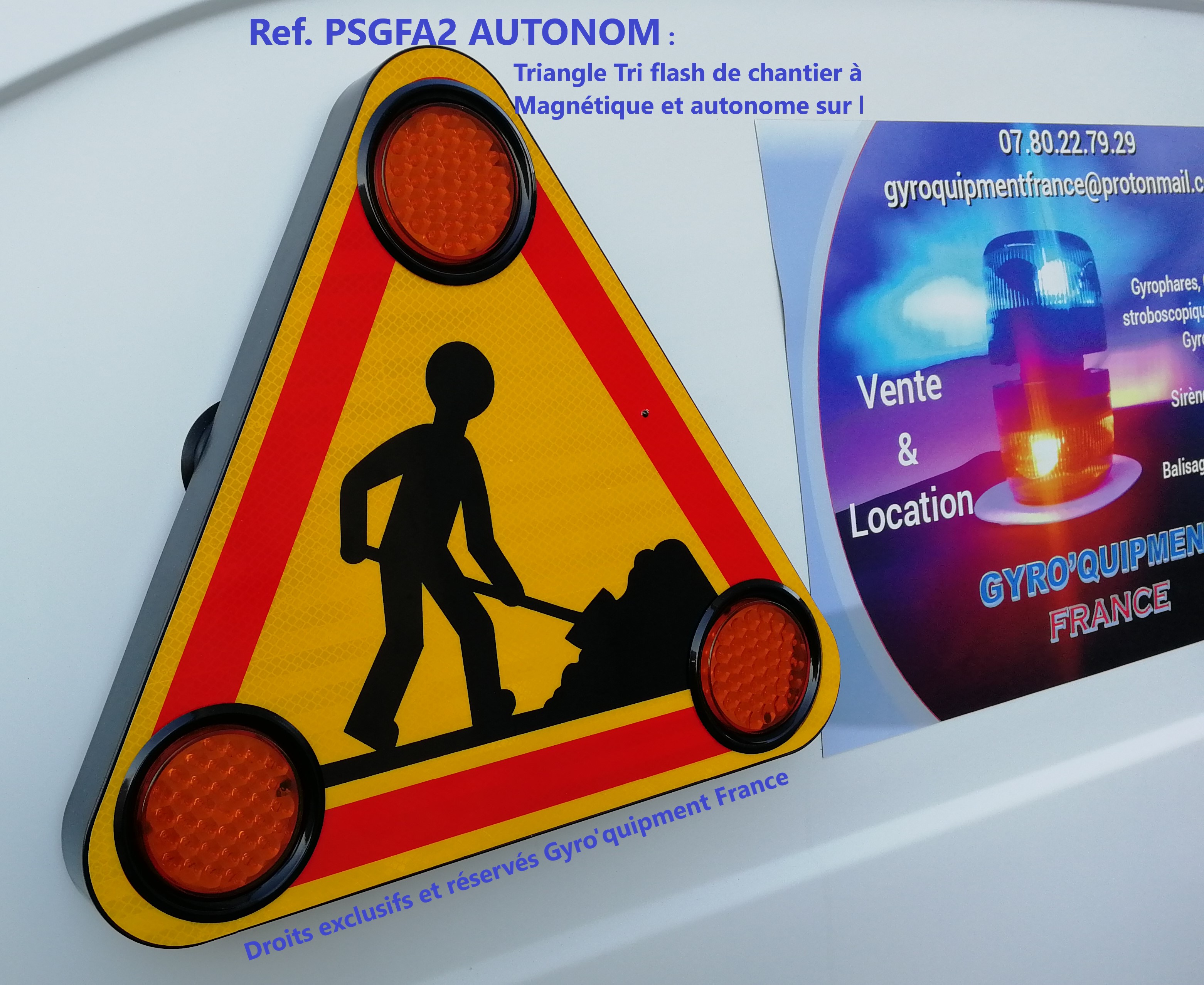 Triflash autonome panneau de signalisation chantier batterie 