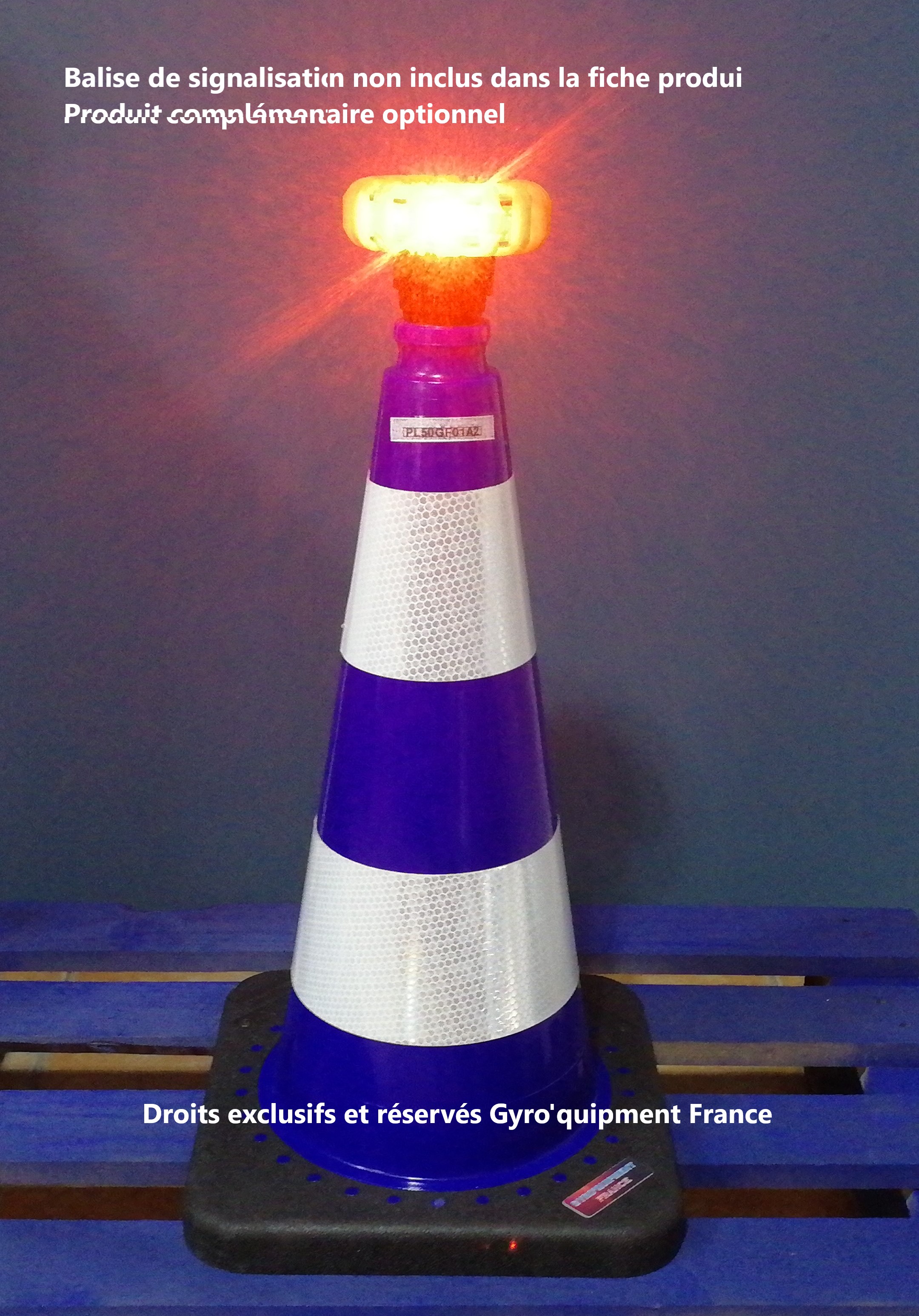 Cône de Lubeck signalisation routière bleu blanc